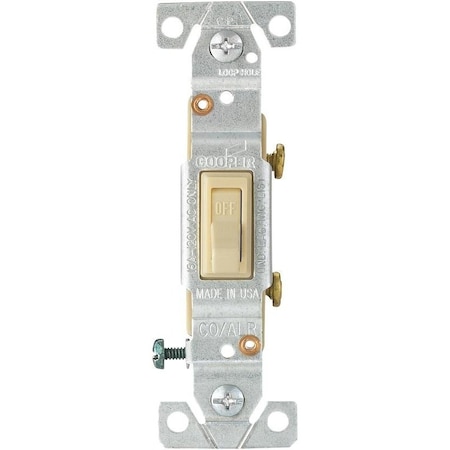 5221V7VBU Toggle Switch, 15 A, 120 V, Screw Terminal, Ivory